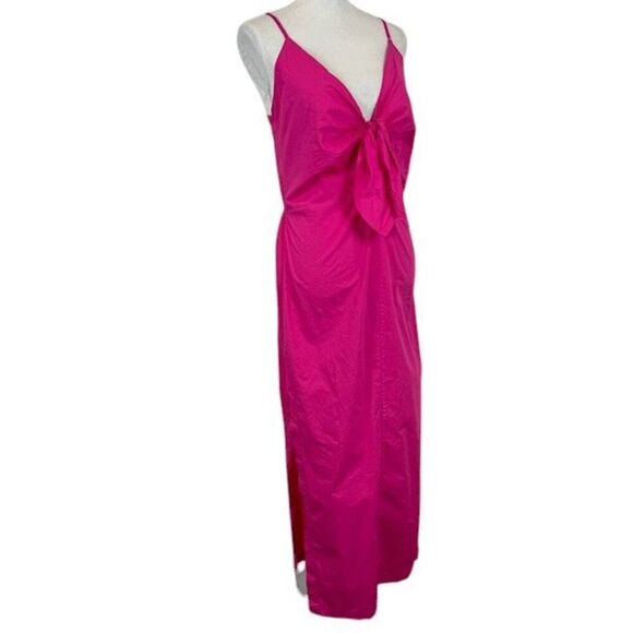 Young Fabulous & Broke Zoya Dress in Flamenco Pink Cotton Bow Front Size Small - Picture 2 of 13